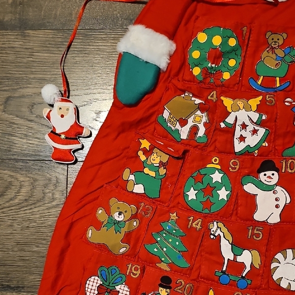 VINTAGE Advent Calendar Santa 80s Christmas Decor Holiday Retro Wall Hang - Picture 3 of 6